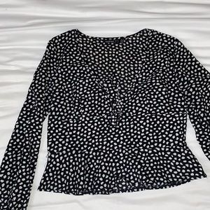 Petite Peplum Long Sleeve with Print